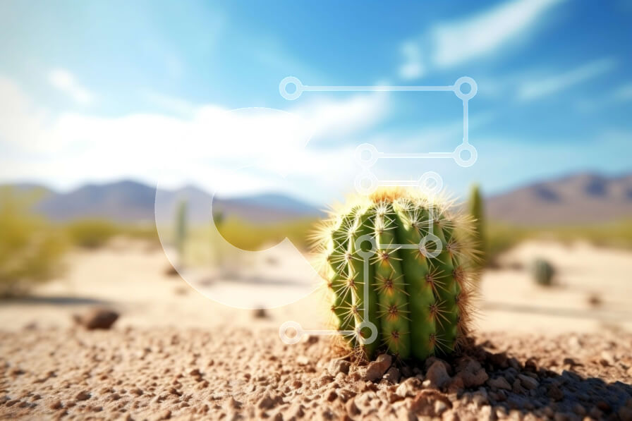 Intra Συλλεκτικό Ξύλινο Παζλ Plywood  4mm - Όμορφη εικόνα ενός κάκτου στην έρημο με βουνά στο φόντο Σε Ξύλινο Κουτί - Διαστάσεις: 10x10 cm – 25 κομμάτια