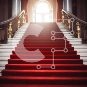 Intra Συλλεκτικό Ξύλινο Παζλ Plywood  4mm - Περίτεχνη σκάλα με κόκκινο χαλί που οδηγεί σε διακοσμημένο κτήριο Σε Ξύλινο Κουτί - Διαστάσεις Puzzle: 10x10 cm – 25 κομμάτια