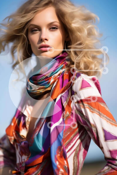 Intra Συλλεκτικό Ξύλινο Παζλ Plywood  4mm - Κομψή γυναίκα με μακριά ξανθά μαλλιά και πολύχρωμα ρούχα Σε Ξύλινο Κουτί - Διαστάσεις Puzzle: 10x10 cm – 25 κομμάτια