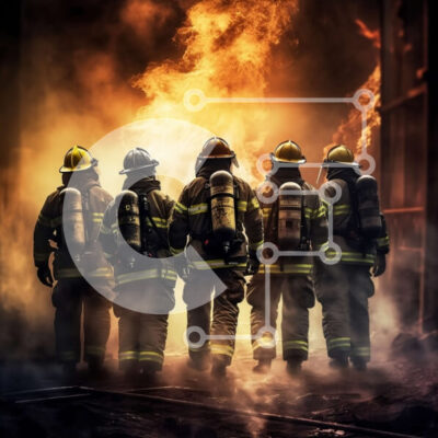 Intra Συλλεκτικό Ξύλινο Παζλ Plywood  4mm - Πυροσβέστες με πλήρη εξοπλισμό δίνουν μάχη με τη φωτιά Σε Ξύλινο Κουτί - Διαστάσεις Puzzle: 10x10 cm – 25 κομμάτια - Image 1