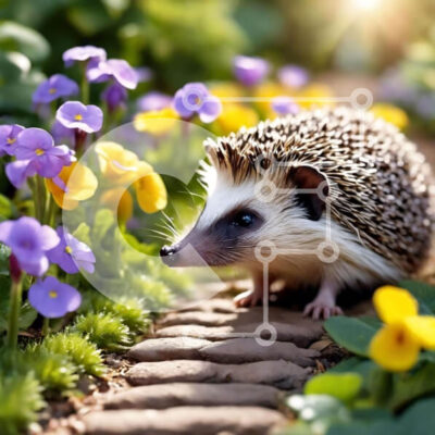 Intra Συλλεκτικό Ξύλινο Παζλ Plywood 4mm - Σκαντζόχοιρος σε έναν πολύχρωμο κήπο Σε Ξύλινο Κουτί - Διαστάσεις: 10x10 cm – 25 κομμάτια - Image 1