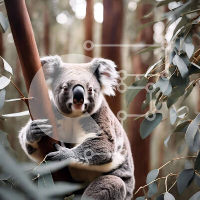 Intra Συλλεκτικό Ξύλινο Παζλ Plywood  4mm - Αρκούδα κοάλα στο δέντρο ευκαλύπτου στο δάσος Σε Ξύλινο Κουτί - Διαστάσεις: 10x10 cm – 25 κομμάτια - Image 1