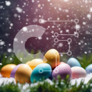 Intra Συλλεκτικό Ξύλινο Παζλ Plywood  4mm - Πολύχρωμα Πασχαλινά αυγά στο χιόνι Σε Ξύλινο Κουτί - Διαστάσεις: 10x10 cm – 25 κομμάτια