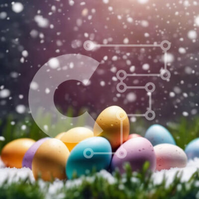 Intra Συλλεκτικό Ξύλινο Παζλ Plywood  4mm - Πολύχρωμα Πασχαλινά αυγά στο χιόνι Σε Ξύλινο Κουτί - Διαστάσεις: 10x10 cm – 25 κομμάτια - Image 1