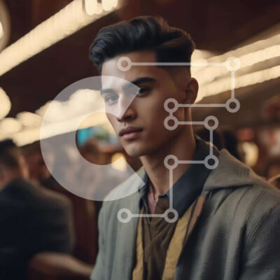 Intra Συλλεκτικό Ξύλινο Παζλ Plywood  4mm - Επικεντρωμένος νεαρός άνδρας σε έναν κλειστό χώρο με ανθρώπους Σε Ξύλινο Κουτί - Διαστάσεις Puzzle: 10x10 cm – 25 κομμάτια - Image 1