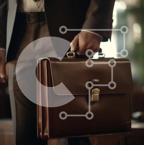 Intra Συλλεκτικό Ξύλινο Παζλ Plywood  4mm - Επιχειρηματίας που κρατά έναν καφέ χαρτοφύλακα Σε Ξύλινο Κουτί - Διαστάσεις Puzzle: 10x10 cm – 25 κομμάτια - Image 1