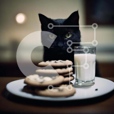 Intra Συλλεκτικό Ξύλινο Παζλ Plywood  4mm - Μαύρη γάτα με γάλα και μπισκότα Σε Ξύλινο Κουτί - Διαστάσεις: 10x10 cm – 25 κομμάτια - Image 1