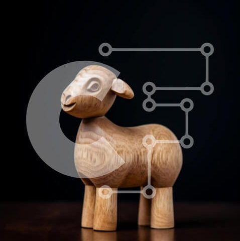 Intra Συλλεκτικό Ξύλινο Παζλ Plywood  4mm - Ξύλινο παιχνίδι πρόβατα στο τραπέζι Σε Ξύλινο Κουτί - Διαστάσεις: 10x10 cm – 25 κομμάτια - Image 1