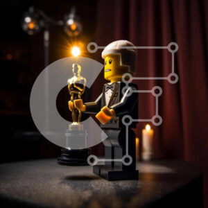 Intra Συλλεκτικό Ξύλινο Παζλ Plywood  4mm - Φιγούρα Lego με αγαλματίδιο Όσκαρ και κεριά Σε Ξύλινο Κουτί - Διαστάσεις: 10x10 cm – 25 κομμάτια