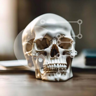 Intra Συλλεκτικό Ξύλινο Παζλ Plywood  4mm - Ανθρώπινο κρανίο σε ανοιχτό βιβλίο για ιατρική μελέτη Σε Ξύλινο Κουτί - Διαστάσεις Puzzle: 10x10 cm – 25 κομμάτια - Image 1