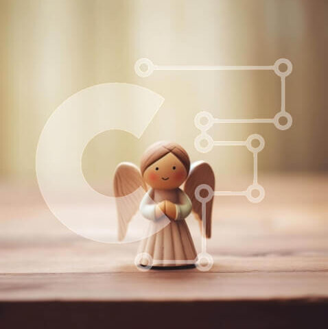 Intra Συλλεκτικό Ξύλινο Παζλ Plywood 4mm - Μικρό ξύλινο ειδώλιο αγγέλου στο τραπέζι Σε Ξύλινο Κουτί - Διαστάσεις: 10x10 cm – 25 κομμάτια - Image 1