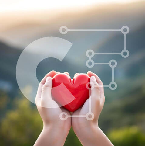 Intra Συλλεκτικό Ξύλινο Παζλ Plywood  4mm - Χέρια που κρατούν την κόκκινη καρδιά με τα βουνά στο φόντο Σε Ξύλινο Κουτί - Διαστάσεις Puzzle: 10x10 cm – 25 κομμάτια - Image 1