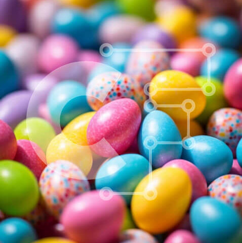 Intra Συλλεκτικό Ξύλινο Παζλ Plywood  4mm - Πολύχρωμα Πασχαλινά αυγά διάσπαρτα στο τραπέζι Σε Ξύλινο Κουτί - Διαστάσεις: 10x10 cm – 25 κομμάτια - Image 1