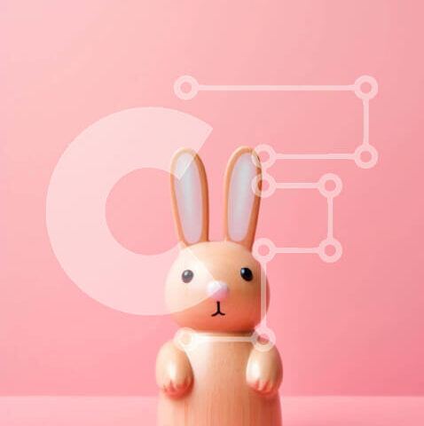 Intra Συλλεκτικό Ξύλινο Παζλ Plywood 4mm - Ξύλινο παιχνίδι λαγουδάκι σε ροζ φόντο Σε Ξύλινο Κουτί - Διαστάσεις: 10x10 cm – 25 κομμάτια - Image 1