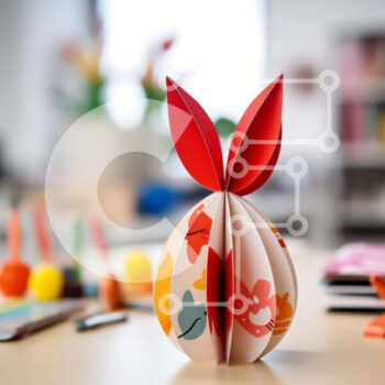 Intra Συλλεκτικό Ξύλινο Παζλ Plywood  4mm - Γλυπτό λαγουδάκι από χαρτί Origami στο τραπέζι Σε Ξύλινο Κουτί - Διαστάσεις Puzzle: 10x10 cm – 25 κομμάτια - Image 1