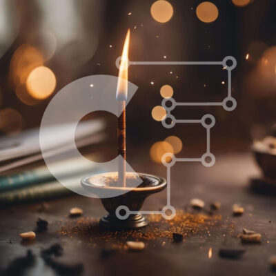 Intra Συλλεκτικό Ξύλινο Παζλ Plywood  4mm - Αναμμένο θυμιατό κερί σε βιβλία και αντικείμενα Σε Ξύλινο Κουτί - Διαστάσεις Puzzle: 10x10 cm – 25 κομμάτια - Image 1