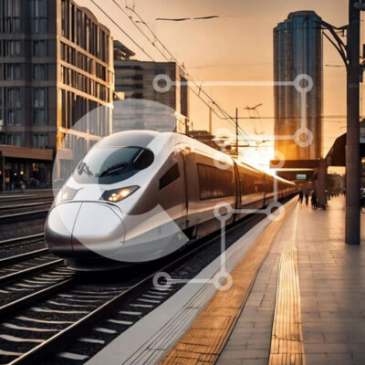 Intra Συλλεκτικό Ξύλινο Παζλ Plywood  4mm - Τρένο υψηλής ταχύτητας στο ηλιοβασίλεμα Σε Ξύλινο Κουτί - Διαστάσεις Puzzle: 10x10 cm – 25 κομμάτια - Image 1