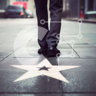 Intra Συλλεκτικό Ξύλινο Παζλ Plywood  4mm - Άτομο που περπατά στο πεζοδρόμιο με τα πόδια να ακουμπούν σε μαρκαδόρο σε σχήμα αστεριού Σε Ξύλινο Κουτί - Διαστάσεις Puzzle: 10x10 cm – 25 κομμάτια - Image 1