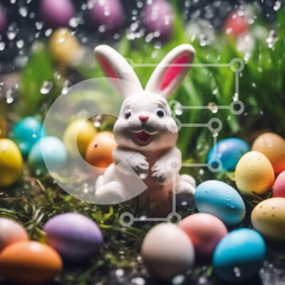 Intra Συλλεκτικό Ξύλινο Παζλ Plywood  4mm - Πασχαλινό λαγουδάκι με πολύχρωμα αυγά στο γρασίδι Σε Ξύλινο Κουτί - Διαστάσεις: 10x10 cm – 25 κομμάτια - Image 1