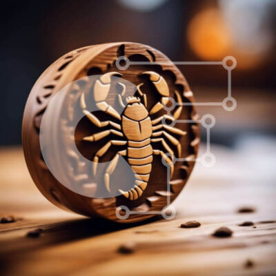 Intra Συλλεκτικό Ξύλινο Παζλ Plywood  4mm - Ξύλινο μενταγιόν Σκορπιού εμπνευσμένο από το Ζώδιο του Σκορπιού Σε Ξύλινο Κουτί - Διαστάσεις: 10x10 cm – 25 κομμάτια - Image 1