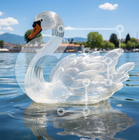 Intra Συλλεκτικό Ξύλινο Παζλ Plywood 4mm - Όμορφη εικόνα ενός λευκού κύκνου στο νερό Σε Ξύλινο Κουτί - Διαστάσεις: 10x10 cm – 25 κομμάτια - Image 1