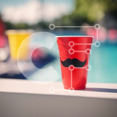 Intra Συλλεκτικό Ξύλινο Παζλ Plywood  4mm - Κόκκινο πλαστικό κύπελλο με σχέδιο μουστάκι Σε Ξύλινο Κουτί - Διαστάσεις Puzzle: 10x10 cm – 25 κομμάτια - Image 1