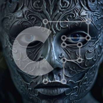 Intra Συλλεκτικό Ξύλινο Παζλ Plywood  4mm - Όμορφη εικόνα μιας γυναίκας που φορά μια ασημένια μάσκα προσώπου και μακιγιάζ μπλε ματιών Σε Ξύλινο Κουτί - Διαστάσεις Puzzle: 10x10 cm – 25 κομμάτια - Image 1