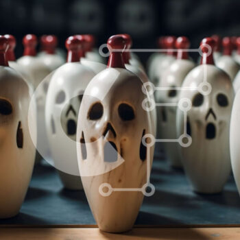 Intra Συλλεκτικό Ξύλινο Παζλ Plywood  4mm - Ghostly Bowling Pins Σε Ξύλινο Κουτί - Διαστάσεις Puzzle: 10x10 cm – 25 κομμάτια - Image 1