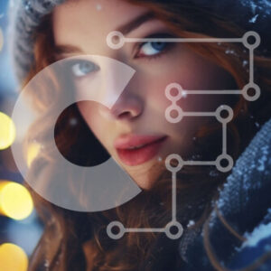 Intra Συλλεκτικό Ξύλινο Παζλ Plywood  4mm - Γυναίκα με μακριά κόκκινα μαλλιά στη Snowy Street Σε Ξύλινο Κουτί - Διαστάσεις Puzzle: 10x10 cm – 25 κομμάτια