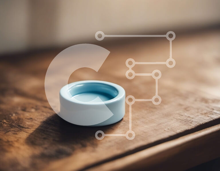 Intra Συλλεκτικό Ξύλινο Παζλ Plywood  4mm - Μικρό μπλε δοχείο σε ξύλινο τραπέζι Σε Ξύλινο Κουτί - Διαστάσεις: 10x10 cm – 25 κομμάτια