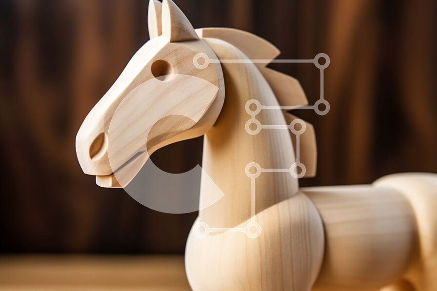 Intra Συλλεκτικό Ξύλινο Παζλ Plywood  4mm - Όμορφο ξύλινο άγαλμα αλόγων σε ένα ρουστίκ ξύλινο τραπέζι Σε Ξύλινο Κουτί - Διαστάσεις: 10x10 cm – 25 κομμάτια