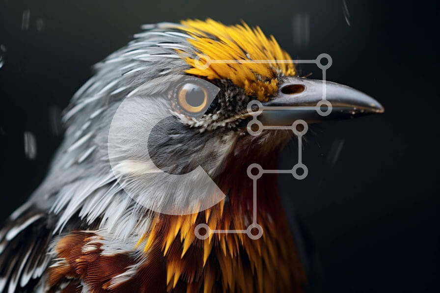 Intra Συλλεκτικό Ξύλινο Παζλ Plywood  4mm - Κοντινό πλάνο γκρίζου και λευκού πουλιού με υγρά φτερά Σε Ξύλινο Κουτί - Διαστάσεις: 10x10 cm – 25 κομμάτια