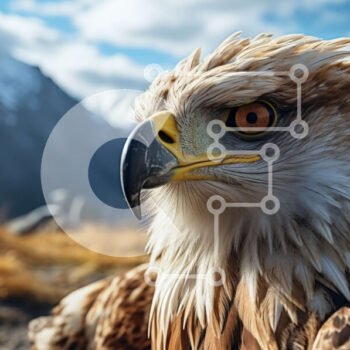 Intra Συλλεκτικό Ξύλινο Παζλ Plywood 4mm - Majestic Eagle σε Βραχώδη Έξοδο με Βουνά και Καθαρό Γαλάζιο Ουρανό Σε Ξύλινο Κουτί - Διαστάσεις: 10x10 cm – 25 κομμάτια - Image 1