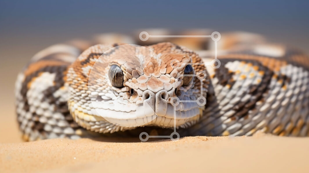 Intra Συλλεκτικό Ξύλινο Παζλ Plywood  4mm - Κοντινό πλάνο του κεφαλιού ενός δηλητηριώδους φιδιού Σε Ξύλινο Κουτί - Διαστάσεις: 10x10 cm – 25 κομμάτια