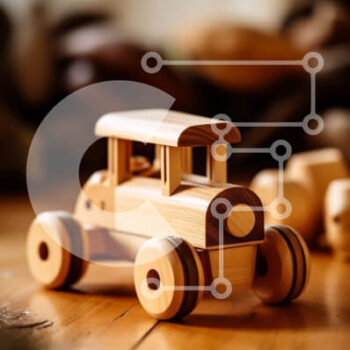 Intra Συλλεκτικό Ξύλινο Παζλ Plywood  4mm - Vintage ξύλινο αυτοκίνητο παιχνιδιών σε ένα απλό ξύλινο τραπέζι Σε Ξύλινο Κουτί - Διαστάσεις: 10x10 cm – 25 κομμάτια - Image 1