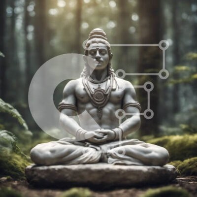 Intra Συλλεκτικό Ξύλινο Παζλ Plywood  4mm - Άγαλμα ενός ατόμου σε καθισμένο διαλογισμό σε ένα δάσος Σε Ξύλινο Κουτί - Διαστάσεις: 10x10 cm – 25 κομμάτια - Image 1