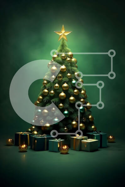 Intra Συλλεκτικό Ξύλινο Παζλ Plywood  4mm - Εορταστική εικόνα ενός πράσινου χριστουγεννιάτικου δέντρου με δώρα Σε Ξύλινο Κουτί - Διαστάσεις: 10x10 cm – 25 κομμάτια