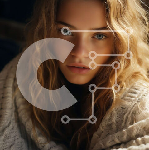 Intra Συλλεκτικό Ξύλινο Παζλ Plywood 4mm - Πορτρέτο μιας νεαρής γυναίκας με μακριά ξανθά μαλλιά και μπλε μάτια Σε Ξύλινο Κουτί - Διαστάσεις Puzzle: 10x10 cm – 25 κομμάτια - Image 1