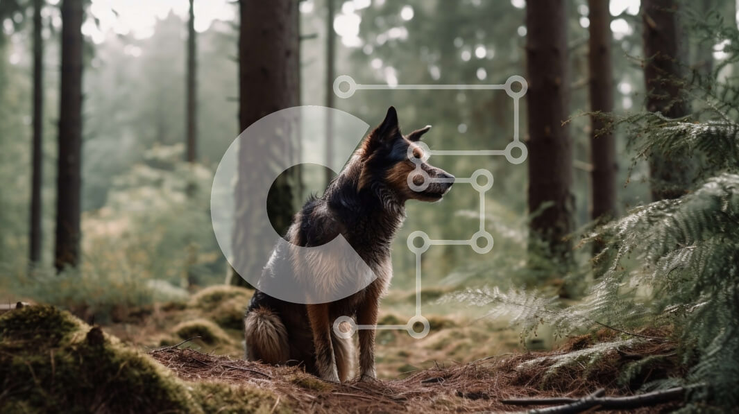 Intra Συλλεκτικό Ξύλινο Παζλ Plywood  4mm - Όμορφη εικόνα γερμανικού ποιμενικού σκύλου στο καταπράσινο δάσος Σε Ξύλινο Κουτί - Διαστάσεις: 10x10 cm – 25 κομμάτια