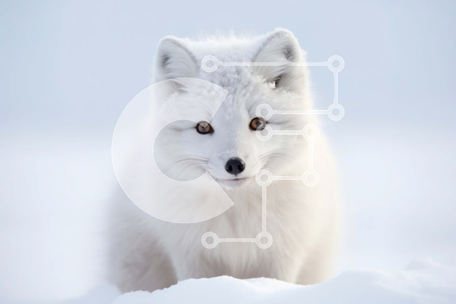 Intra Συλλεκτικό Ξύλινο Παζλ Plywood  4mm - Εκπληκτική εικόνα μιας λευκής αλεπούς της Αρκτικής στο χιόνι Σε Ξύλινο Κουτί - Διαστάσεις: 10x10 cm – 25 κομμάτια