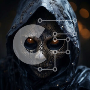 Intra Συλλεκτικό Ξύλινο Παζλ Plywood  4mm - Απόκοσμη φιγούρα με μανδύα με κουκούλα με λαμπερά μάτια Σε Ξύλινο Κουτί - Διαστάσεις Puzzle: 10x10 cm – 25 κομμάτια