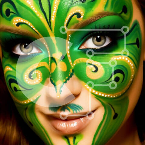 Intra Συλλεκτικό Ξύλινο Παζλ Plywood 4mm - Πράσινη μπογιά προσώπου και μοντέρνα στολή σε μοντέλο Σε Ξύλινο Κουτί - Διαστάσεις Puzzle: 10x10 cm – 25 κομμάτια - Image 1