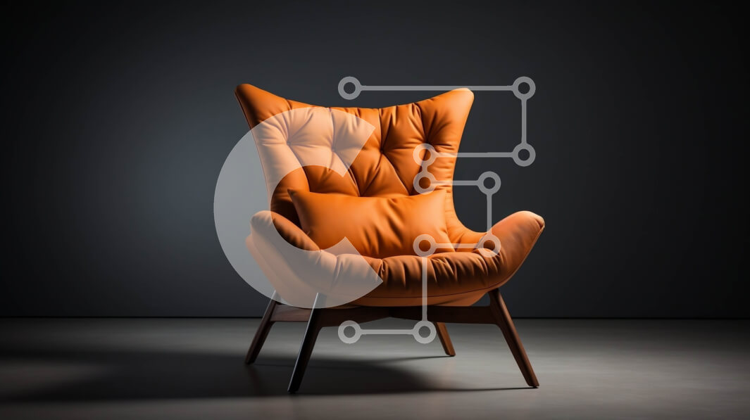 Intra Συλλεκτικό Ξύλινο Παζλ Plywood  4mm - Δερμάτινη πολυθρόνα πορτοκαλί με ξύλινο σκελετό και πόδια Σε Ξύλινο Κουτί - Διαστάσεις Puzzle: 10x10 cm – 25 κομμάτια