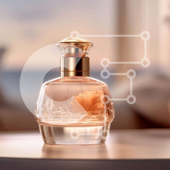 Intra Συλλεκτικό Ξύλινο Παζλ Plywood  4mm - Μπουκάλι αρώματος Rose Petals στο τραπέζι με θέα στον ωκεανό Σε Ξύλινο Κουτί - Διαστάσεις Puzzle: 10x10 cm – 25 κομμάτια - Image 1