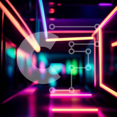 Intra Συλλεκτικό Ξύλινο Παζλ Plywood  4mm - Κομψός και μοντέρνος μακρύς σκοτεινός διάδρομος με φώτα νέον Σε Ξύλινο Κουτί - Διαστάσεις Puzzle: 10x10 cm – 25 κομμάτια - Image 1