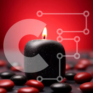 Intra Συλλεκτικό Ξύλινο Παζλ Plywood  4mm - Σκοτεινή και μυστηριώδης εικόνα του μαύρου κεριού σε πέτρινο σωρό Σε Ξύλινο Κουτί - Διαστάσεις Puzzle: 10x10 cm – 25 κομμάτια