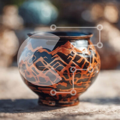 Intra Συλλεκτικό Ξύλινο Παζλ Plywood  4mm - Μαύρο και πορτοκαλί κεραμικό βάζο με περίπλοκα σχέδια Σε Ξύλινο Κουτί - Διαστάσεις Puzzle: 10x10 cm – 25 κομμάτια - Image 1