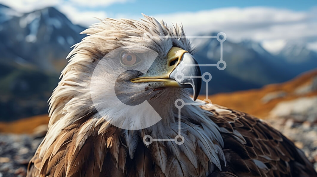 Intra Συλλεκτικό Ξύλινο Παζλ Plywood  4mm - Μεγάλος αετός με καφέ και άσπρα φτερά σκαρφαλωμένα σε βράχους Σε Ξύλινο Κουτί - Διαστάσεις: 10x10 cm – 25 κομμάτια