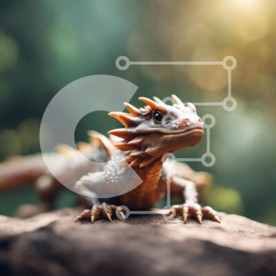 Intra Συλλεκτικό Ξύλινο Παζλ Plywood 4mm - Πολύχρωμη σαύρα σε έναν βράχο στο δάσος Σε Ξύλινο Κουτί - Διαστάσεις: 10x10 cm – 25 κομμάτια - Image 1