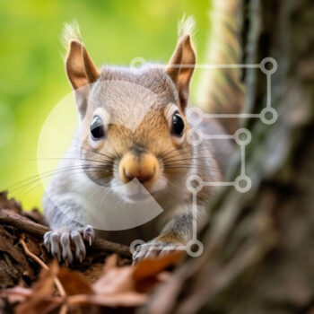 Intra Συλλεκτικό Ξύλινο Παζλ Plywood  4mm - Αξιολάτρευτη εικόνα ενός σκίουρου που κρυφοκοιτάζει πίσω από έναν κορμό δέντρου Σε Ξύλινο Κουτί - Διαστάσεις: 10x10 cm – 25 κομμάτια - Image 1